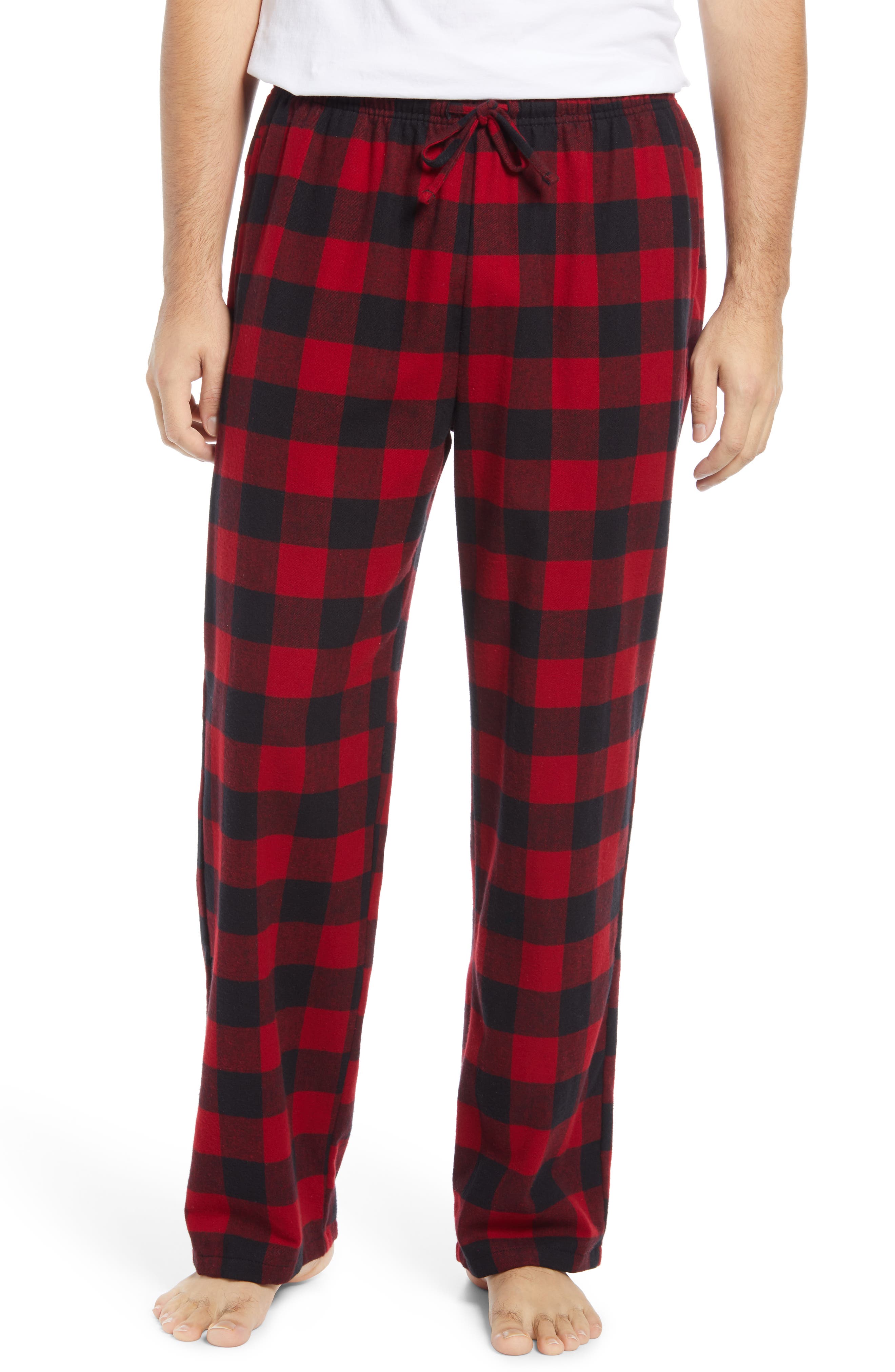 Details about   Nordstrom Mens Shop Red Button Front Long Sleeve Family Father Flannel Pajamas S